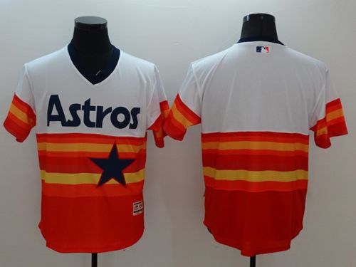 Astros Blank White/Orange Flexbase Authentic Collection Cooperstown Stitched MLB Jersey - Click Image to Close